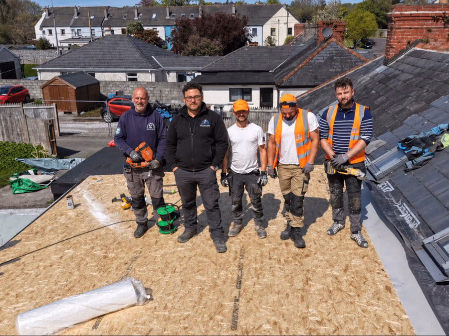 Michael Casey with the Keystone Roofing team on a Cork roof project